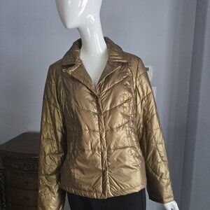 Bianca Nygård Metallic Gold Quilted Jacket – Size 8